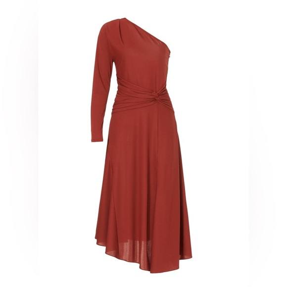 Tanya Taylor Women’s one-shoulder rust‎ dress, size 8, EGUC - Picture 5 of 7